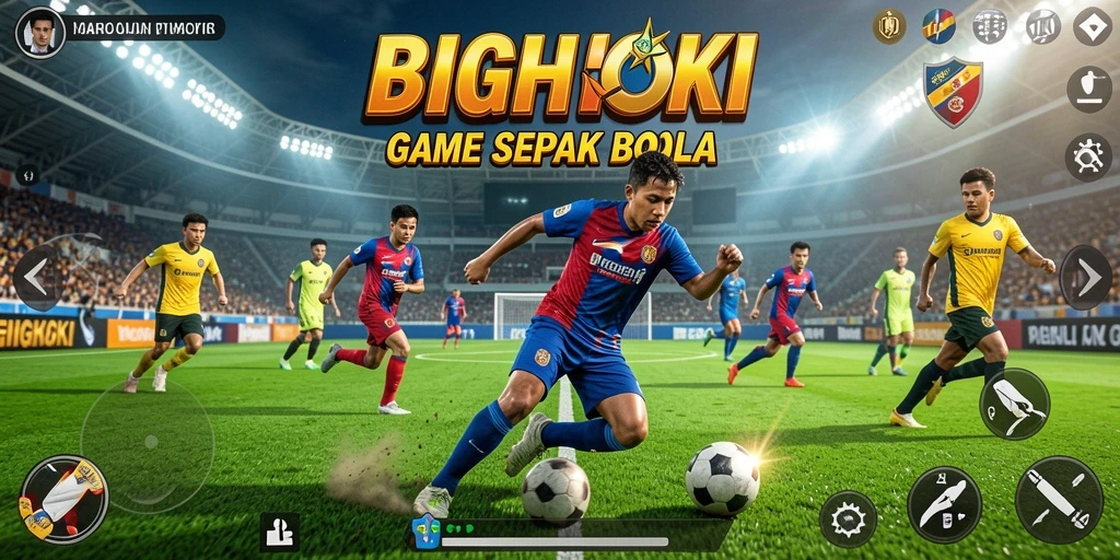 Tampilan gameplay BIGHOKI yang seru dan penuh aksi sepak bola.