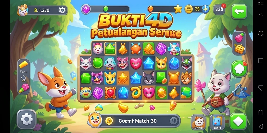 Tampilan gameplay seru BUKTI4D dalam permainan Match-3.