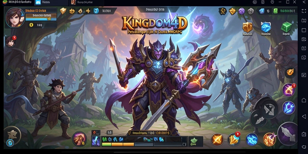 Tampilan gameplay epik dalam KINGDOM4D dengan pertempuran seru.
