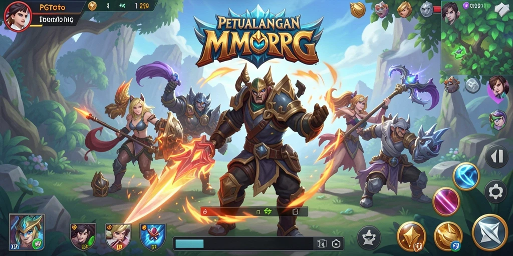 Tangkapan layar gameplay PGTOTO menampilkan pertempuran seru di dunia fantasi.