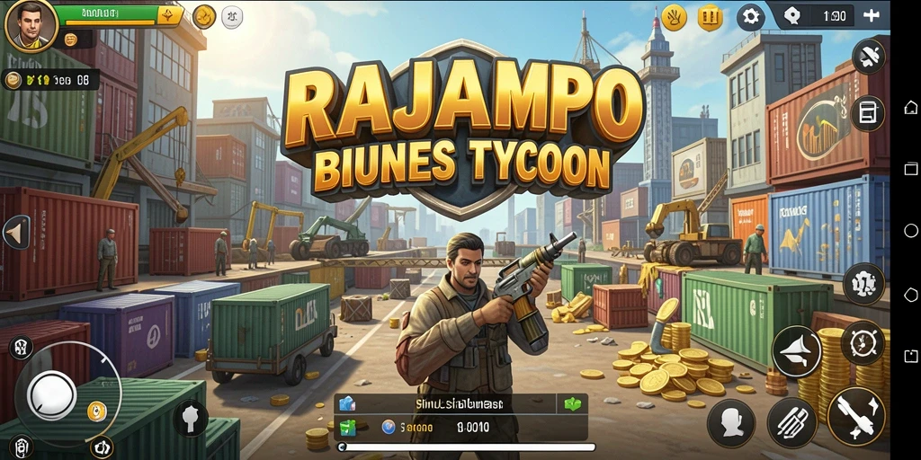 Screenshot gameplay RAJAMPO yang menunjukkan manajemen bisnis.