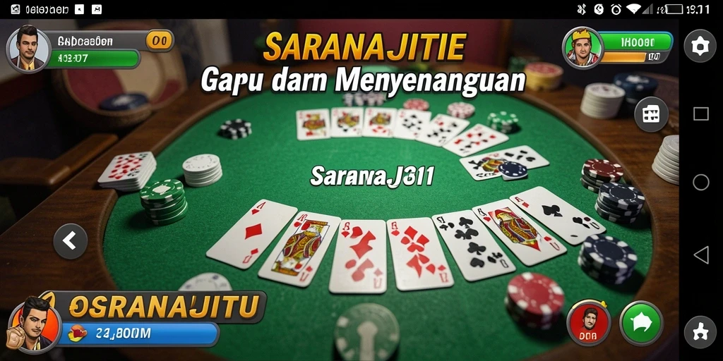 Tampilan gameplay seru dari SARANAJITU, permainan Gaple yang menghibur.