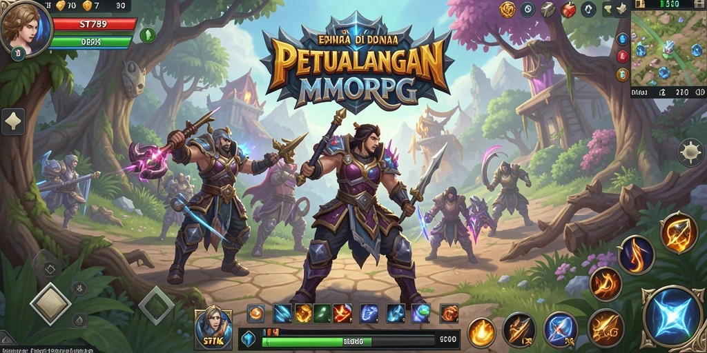Tangkapan layar gameplay ST789 yang menampilkan dunia MMORPG yang memukau.