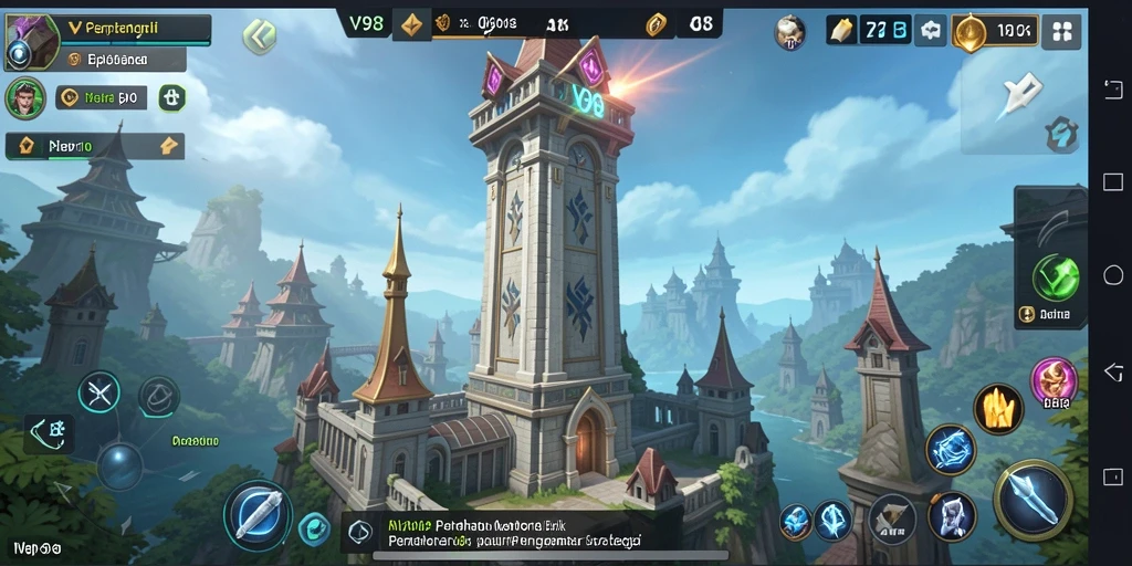 Tangkapan layar utama dari gameplay V98 Tower Defense yang mendebarkan.
