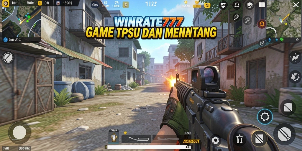 Screenshot utama WINRATE777 menampilkan aksi seru dalam gameplay TPS.